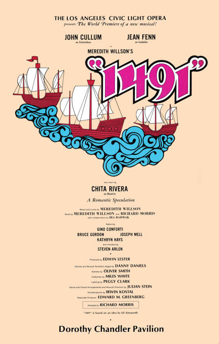 1491 (1969, LA tryout, John Cullum, Chita Rivera, poster based on souvenir program) - repro