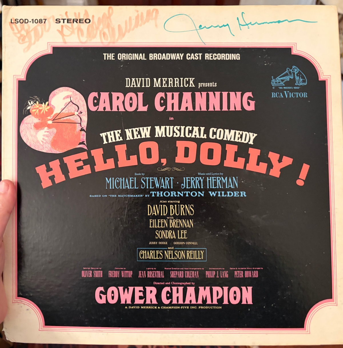 Jerry Herman and Carol Channing Signed HELLO DOLLY album