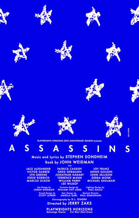 Assassins (1990 off-Broadway, logo art with added credits) - repro SALE