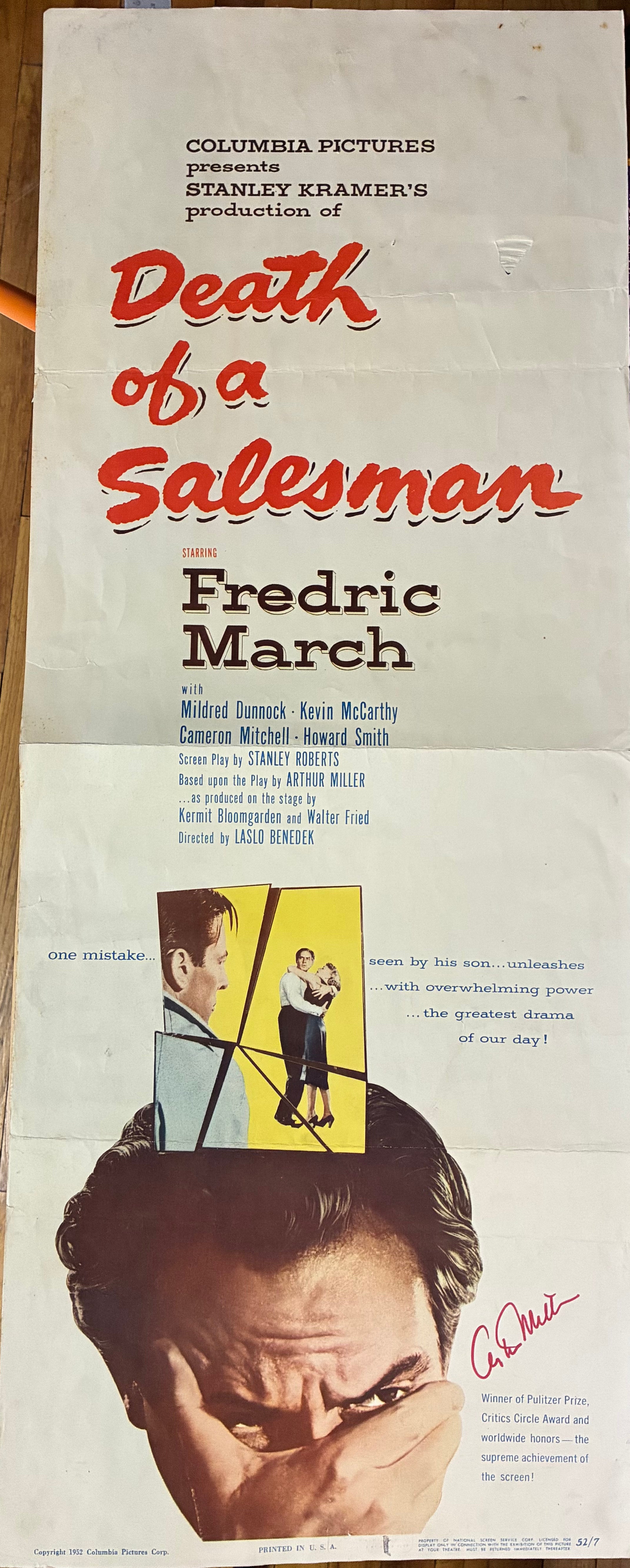 Death of a Salesman (Fredric March, 1951 film) 36 x 14 - AUTOGRAPHED