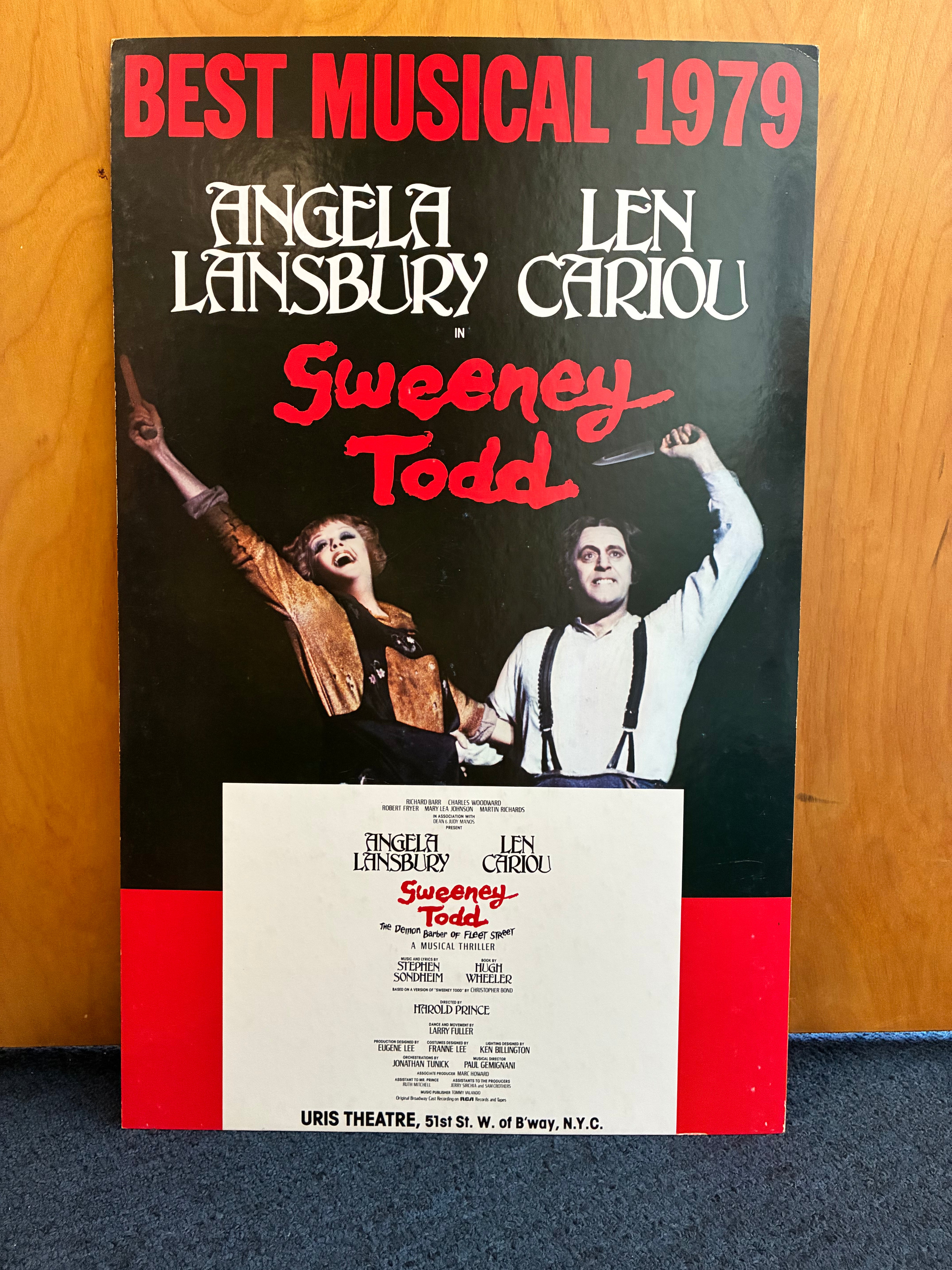 Sweeney Todd (1979, Lansbury & Cariou photo) on Heavy Board, Very Good Condition