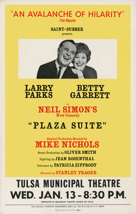 Plaza Suite (Betty Garrett, Larry Parks, 1960’s tour) - repro