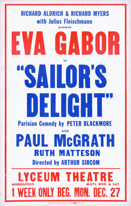 Sailor's Delight (1955 Eva Gabor, closed in tryouts) - repro