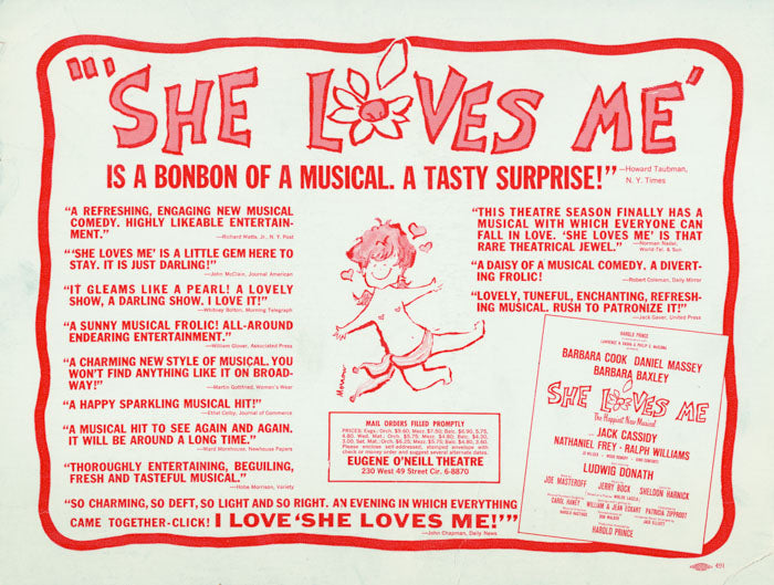 She Loves Me (1963, reviews) 14x20 - framing not available - repro
