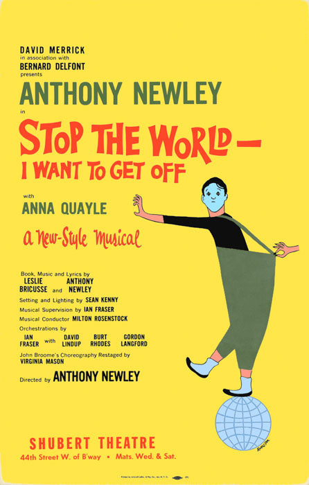 Stop The World -I Want To Get Off (1962 color version previously released only as a 3-sheet) - repro