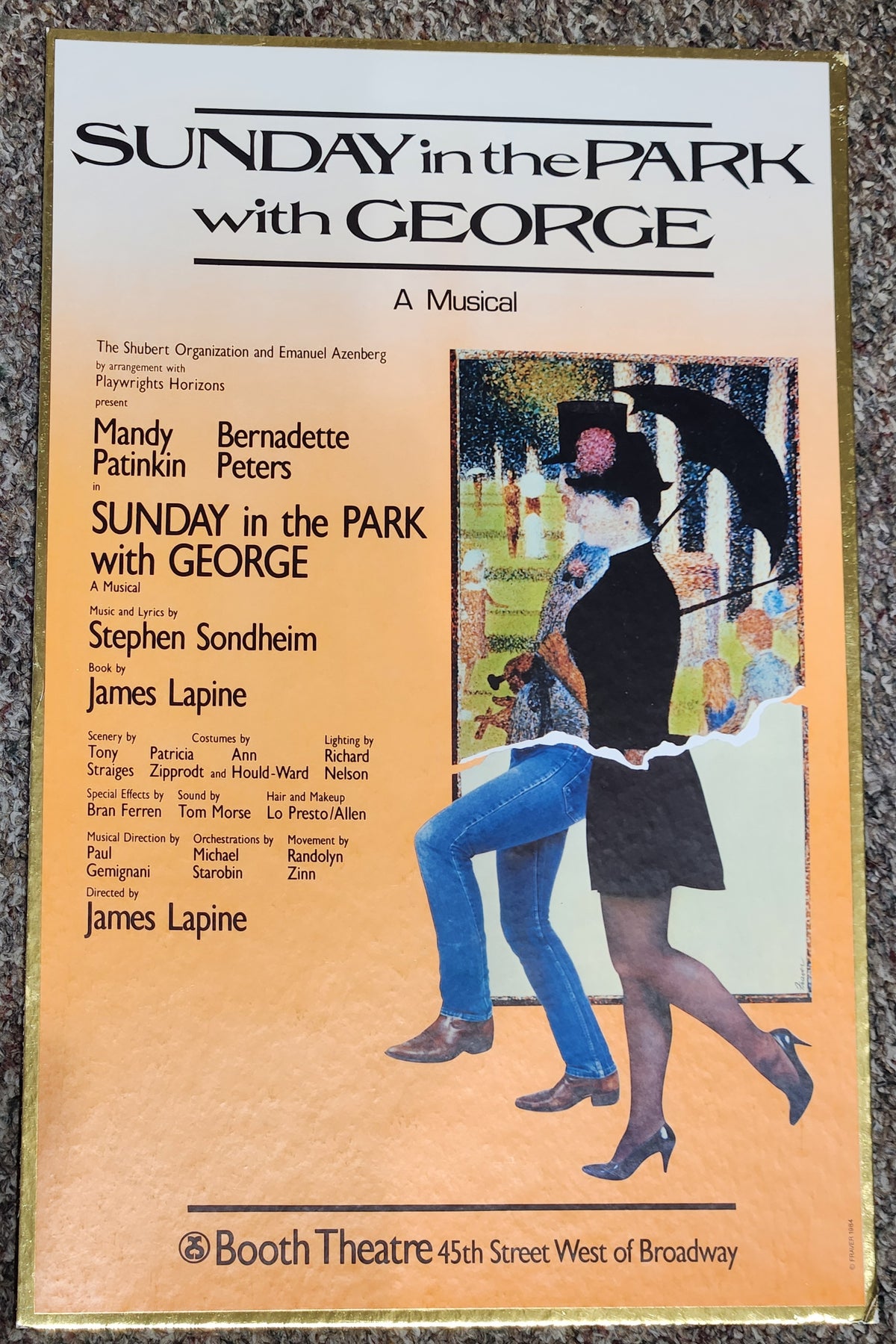 Sunday in the Park with George, Original 1984 Broadway show card (w rare gold leaf border)way 1