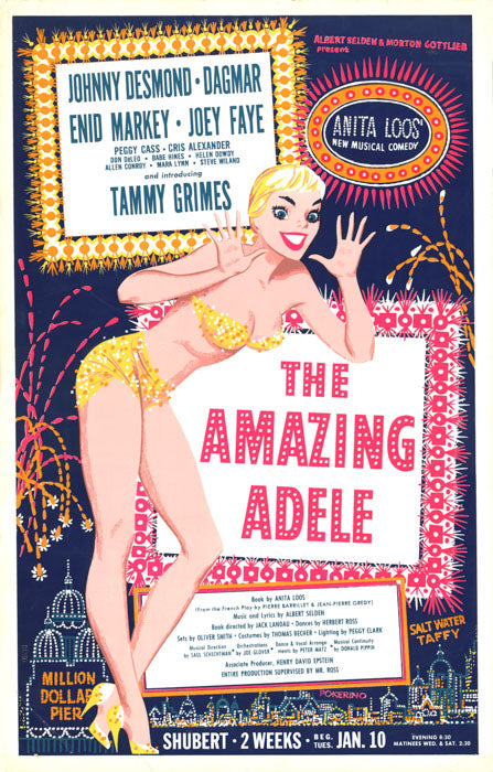 The Amazing Adele (1956, closed Boston, Tammy Grimes, David Klein art) - repro
