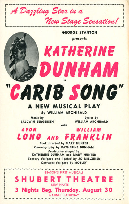 Carib Song (1945 musical, window card created from vintage flyer) - repro