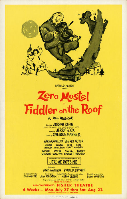 Fiddler on the Roof (1964 tryout, 1st poster) – repro