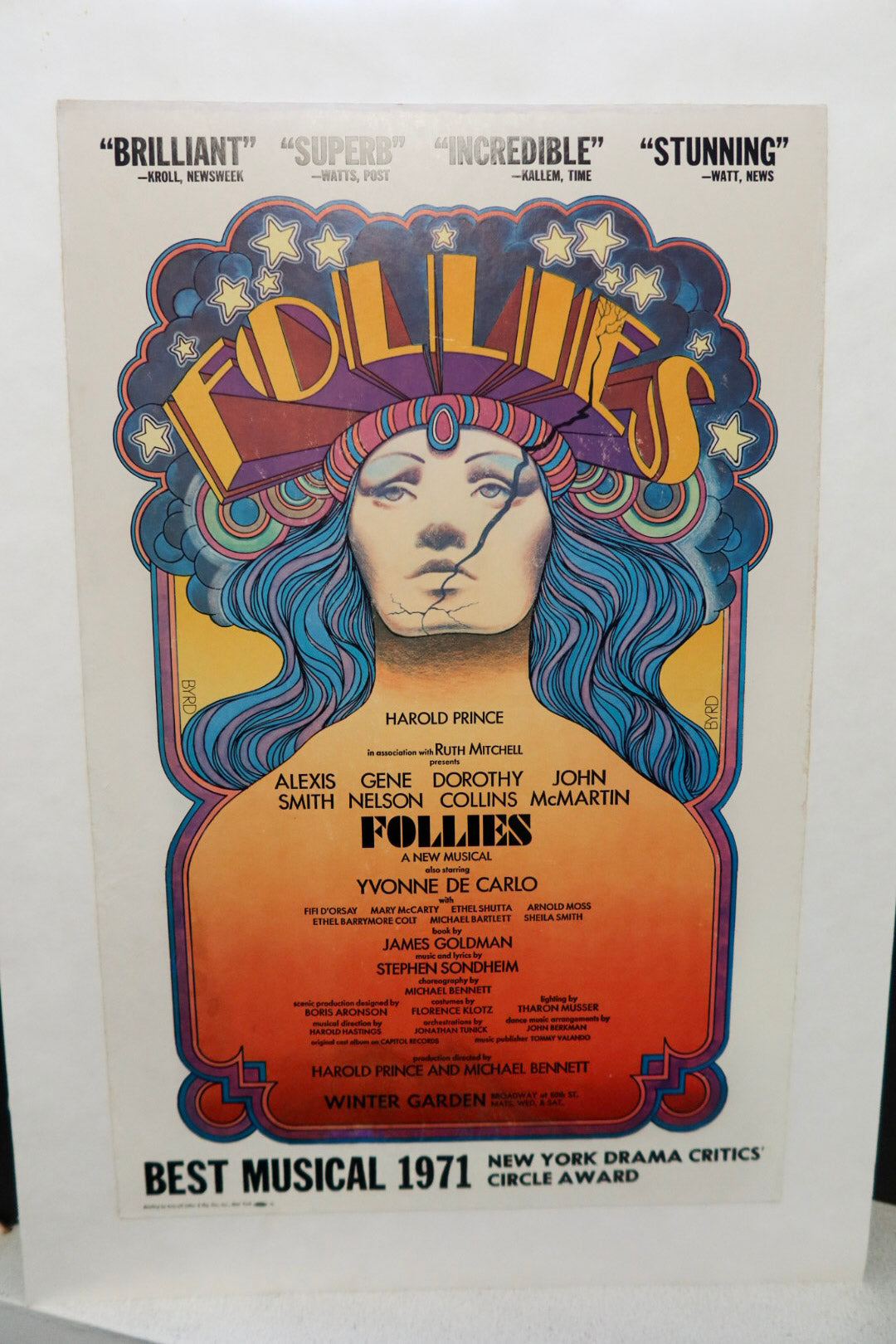 Follies - Original 1971 Window Card 14 x 22 with linen-backing