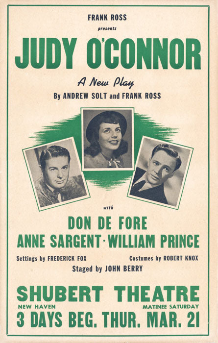 Judy O'Connor (1946 tryout, closed in Boston) – repro