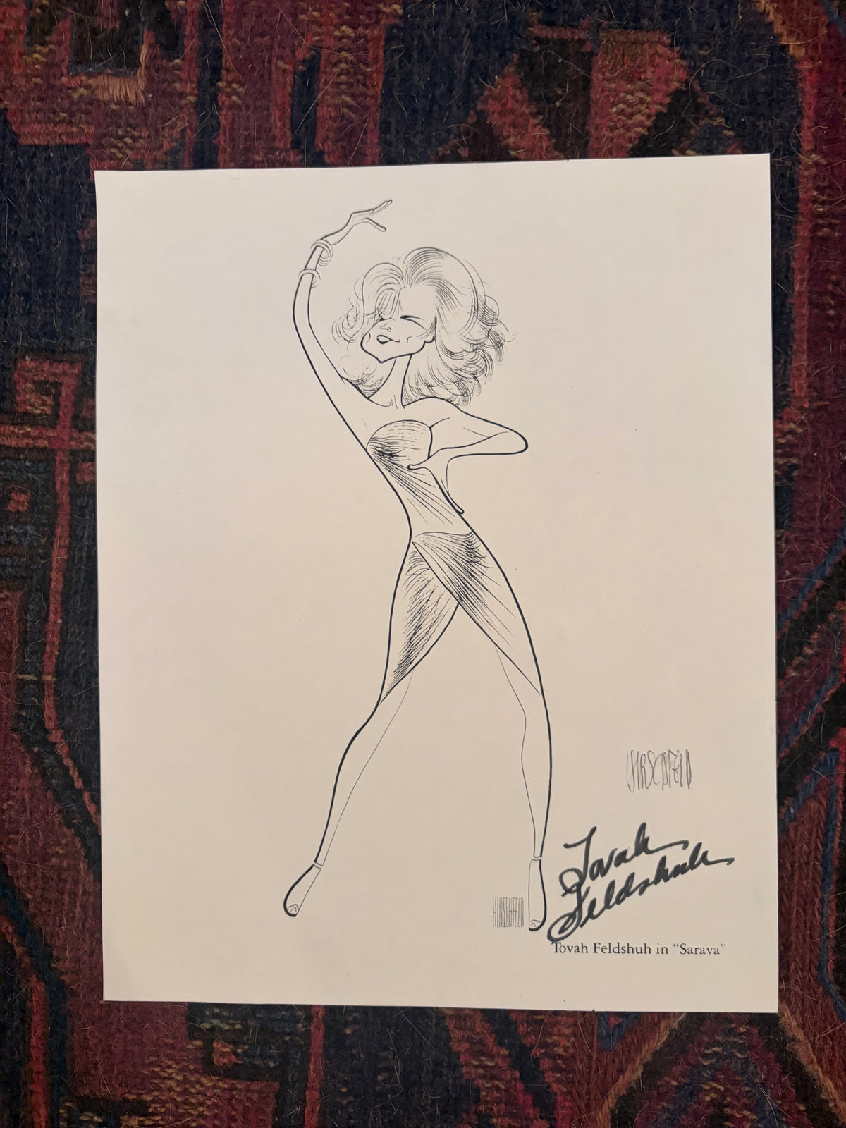 Al Hirschfeld – Tovah Feldshuh in “Saravá” (1979)