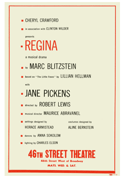 Regina (1949, Marc Blitzstein) - repro