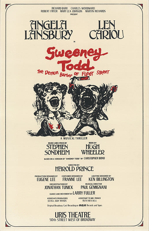 Rare 1st Edition, Silk-Screen Sweeney Todd 1979 Window Card (14 x 22)