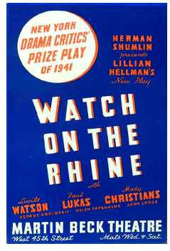 Watch on the Rhine (1941, Lillian Hellman) - repro
