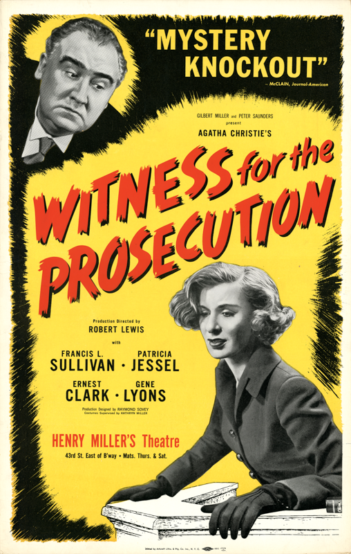 Witness for the Prosecution (1954, Agatha Christie) - repro